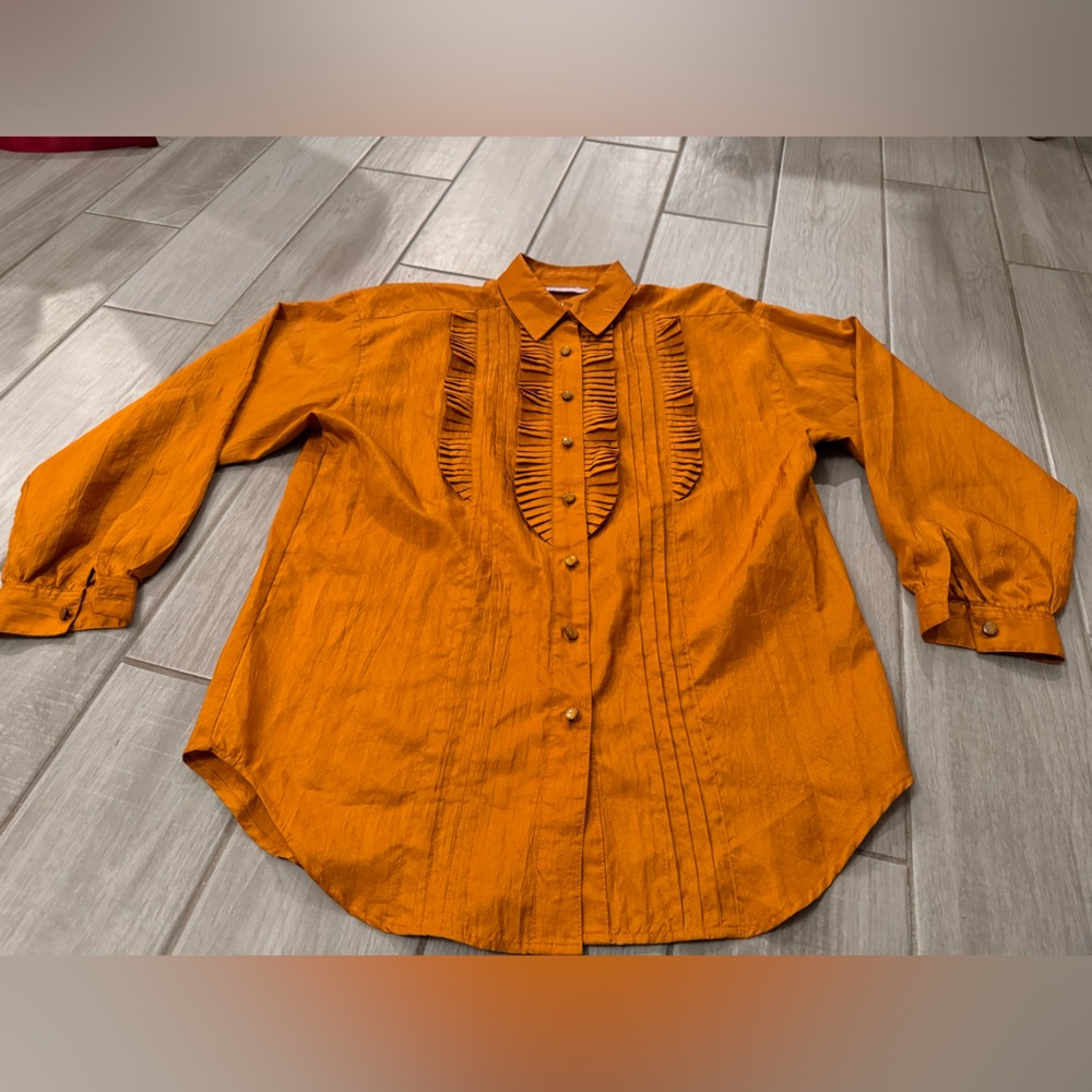 Laura and Jane long sleeve button down size 10 orange‎